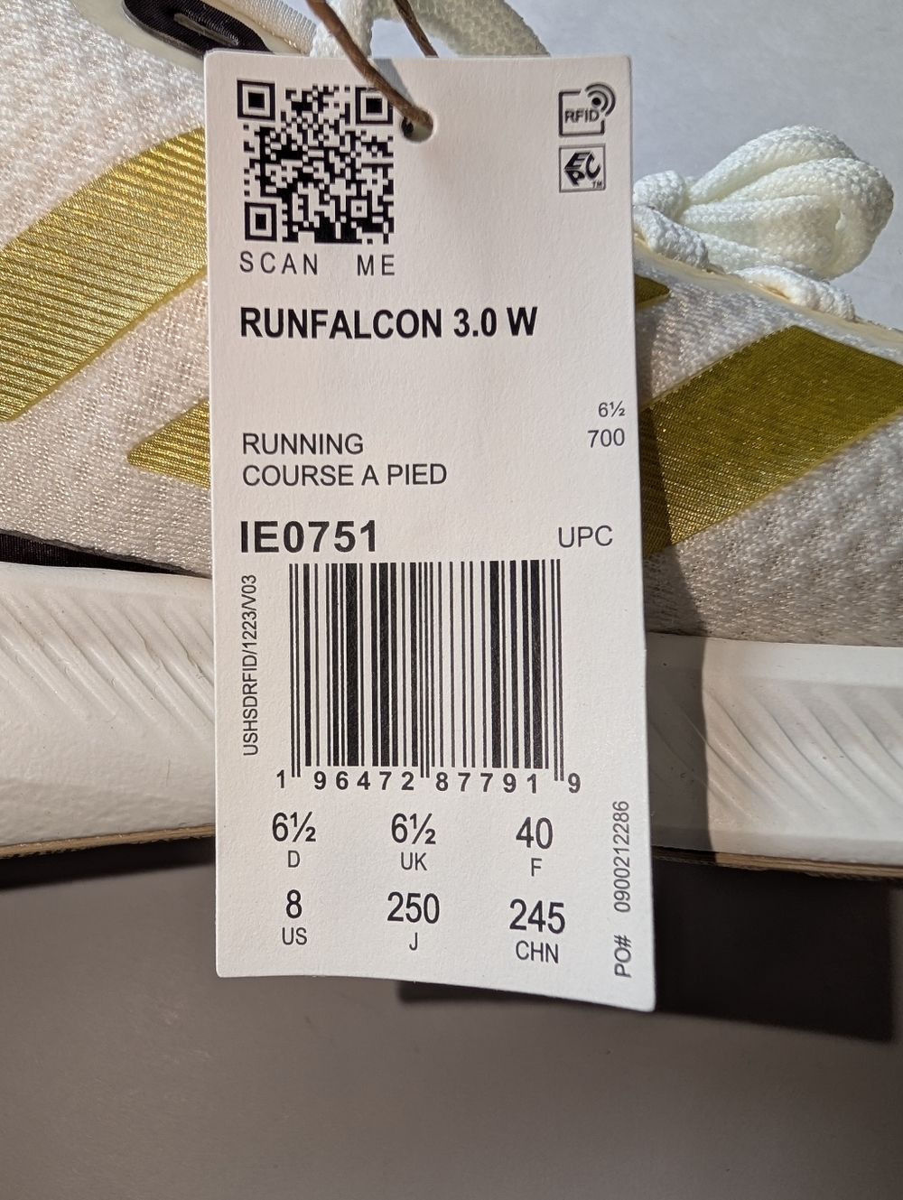 Adidas Runfalcon 3.0 Running Sneakers White Gold Metallic/Beige NWT Womens 8 - Picture 9 of 10